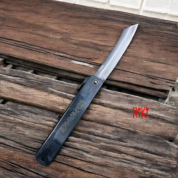 HIGONOKAMI 肥後守 HIGO-9B 夾鋼黑色折刀-0