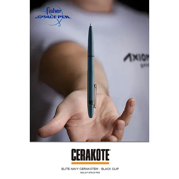 Fisher CERAKOTE® 海軍藍子彈型太空筆-附筆夾 <單一特價>-0