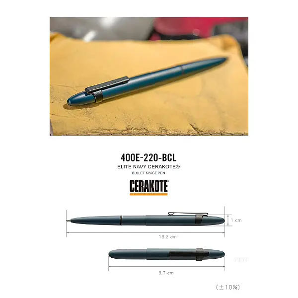 Fisher CERAKOTE® 海軍藍子彈型太空筆-附筆夾 <單一特價>-0
