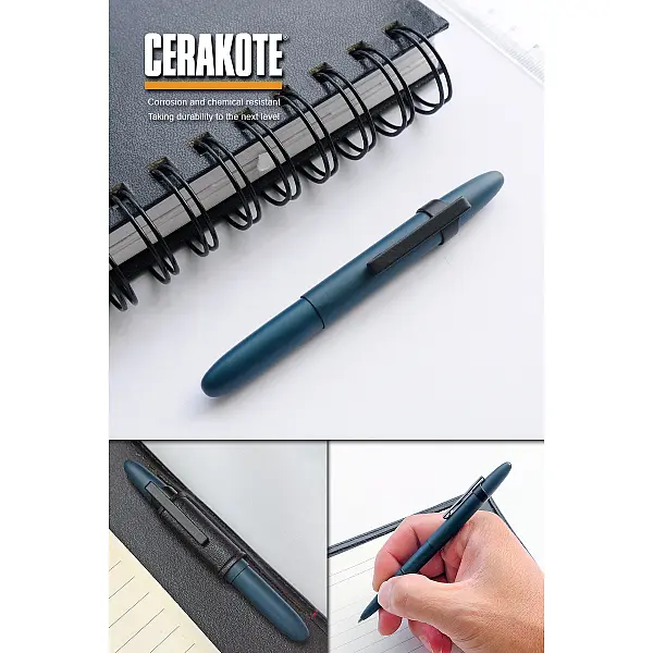 Fisher CERAKOTE® 海軍藍子彈型太空筆-附筆夾 <單一特價>-0