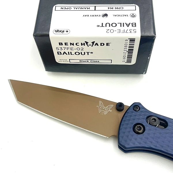 Benchmade BAILOUT® 537FE-02 灰藍鋁柄沙色平刃折刀/M4鋼-0