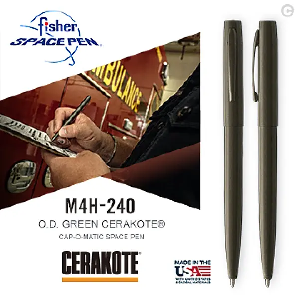 Fisher CERAKOTE® 綠色按壓式太空筆