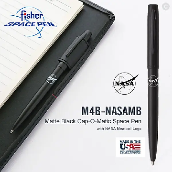 Fisher NASA徽章系列按壓式太空筆-黑