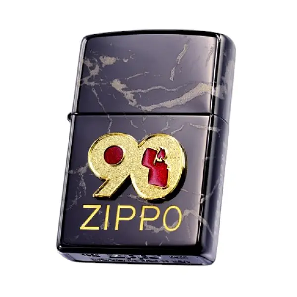 Zippo 90週年黑冰大理石紋打火機-贈大油 <不二價>-0