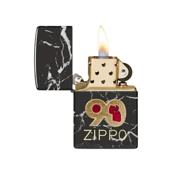 Zippo 90週年黑冰大理石紋打火機-贈大油 <不二價>-0