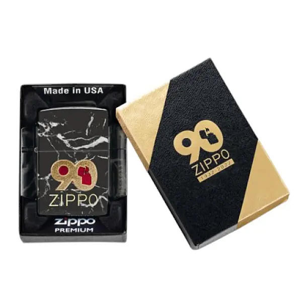 Zippo 90週年黑冰大理石紋打火機-贈大油 <不二價>-0