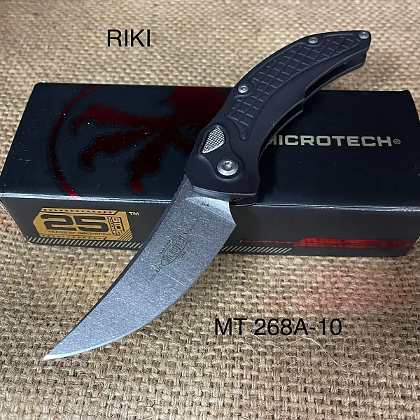 Microtech & Bastinelli 聯名版 黑鋁柄石洗側彈刀