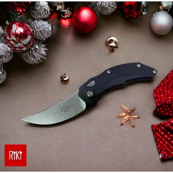 Microtech & Bastinelli 聯名版 黑鋁柄石洗側彈刀 <單一特價>-0