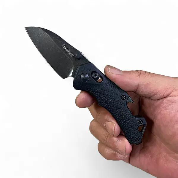Kershaw CRAZE 黑石洗刃黑柄小折刀 8Cr鋼 DuraLock軸承鎖-0