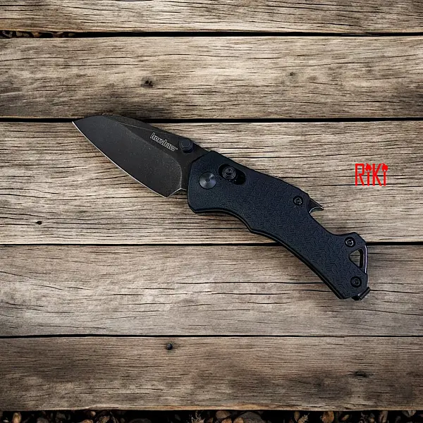 Kershaw CRAZE 黑石洗刃黑柄小折刀 8Cr鋼 DuraLock軸承鎖-0