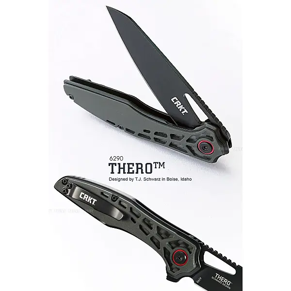 CRKT Thero 設計師聯名版 黑G10柄鑲碳纖黑刃折刀 <單一特價>-0