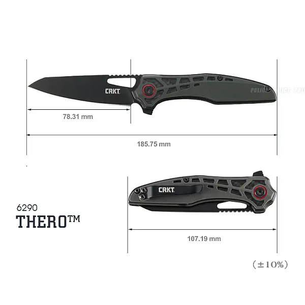 CRKT Thero 設計師聯名版 黑G10柄鑲碳纖黑刃折刀 <單一特價>-0