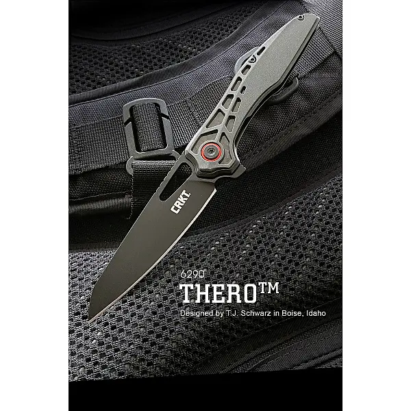 CRKT Thero 設計師聯名版 黑G10柄鑲碳纖黑刃折刀 <單一特價>-0
