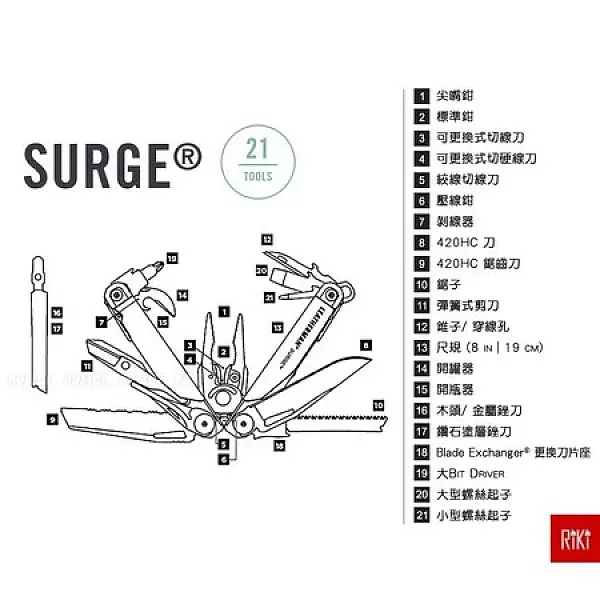Leatherman Surge 多功能工具鉗-銀色/附黑尼龍套-0
