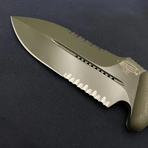 Microtech Crosshair 十字線攻擊格鬥刀-軍綠色半齒刃(無盒) <單一特價>-0