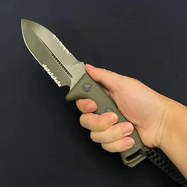 Microtech Crosshair 十字線攻擊格鬥刀-軍綠色半齒刃(無盒) <單一特價>-0