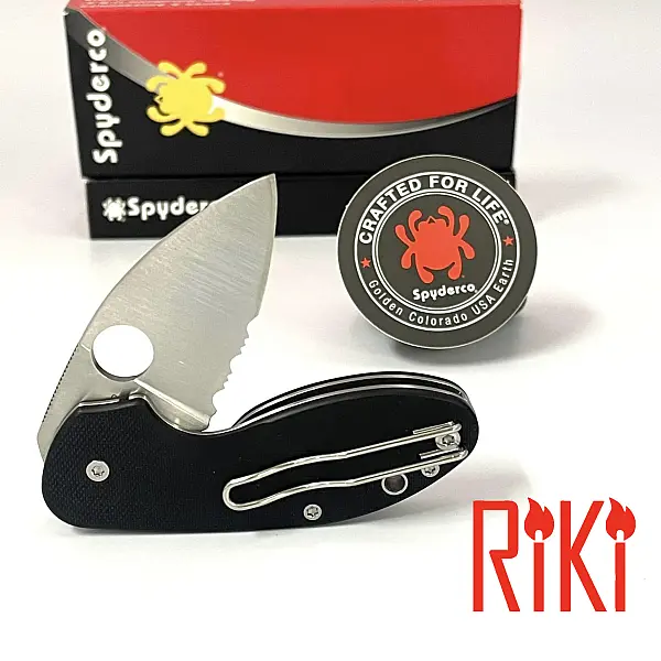 SPYDERCO Insistent 黑G-10 柄EDC小折刀 (半齒)-0