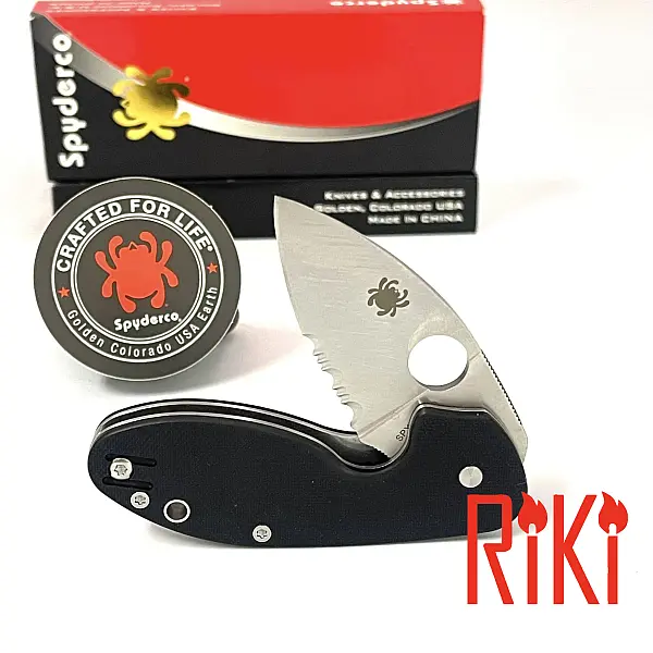 SPYDERCO Insistent 黑G-10 柄EDC小折刀 (半齒)-0